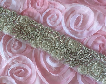 Bridal sash, wedding sash, rhinestone applique sash, bridesmaid sash, wedding belt, bridal dress belt, crystal sash, satin ribbon sash