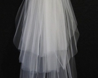 3 tier 120 inch cathedral wedding veil with blusher, bridal veil, regal, volume, soft, in white, diamond white, light ivory, and ivory