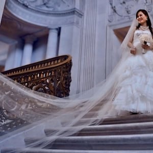 Drop veil 2 tier cathedral veil, bridal veil, chapel veil, wedding veil, simple, classic, soft, sheer, floor length veil, waltz veil,