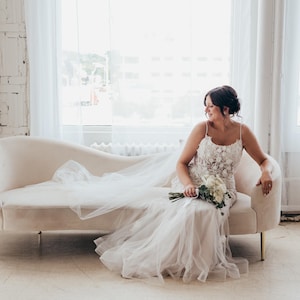 Soft classic wedding veil, bridal veil, chapel veil, cathedral wedding veil, floor length veil, simple long veil, sheer veil, fast shipping