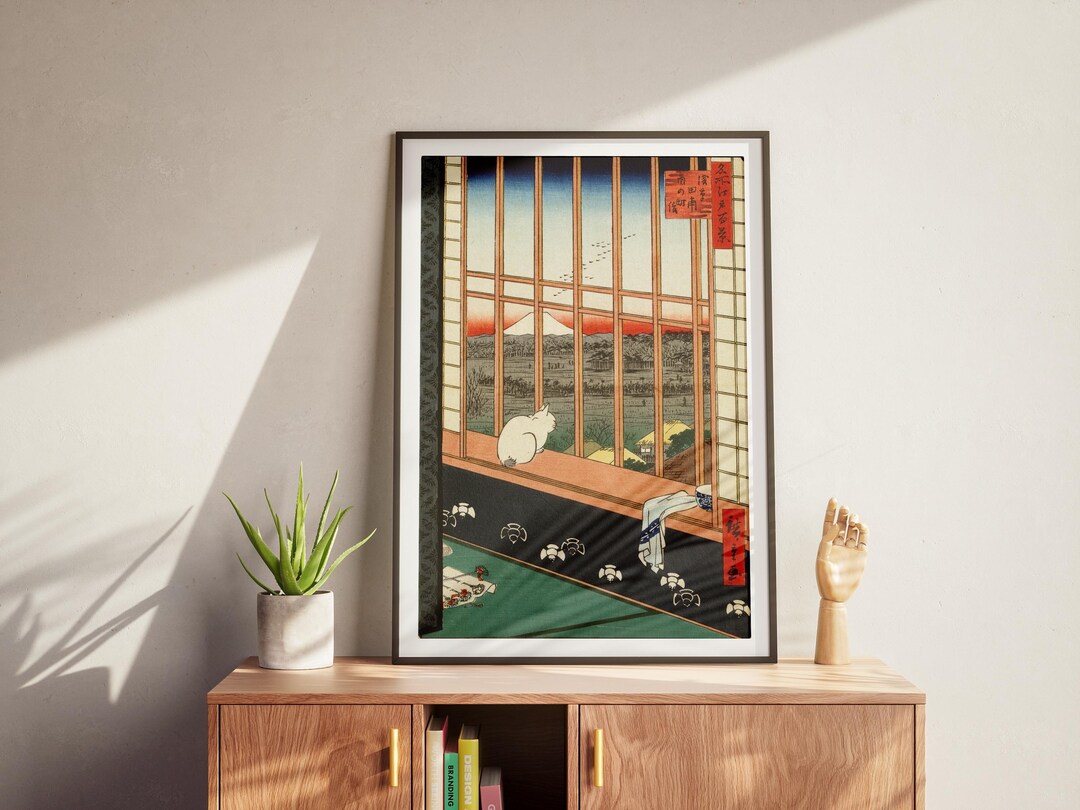 Edo Rice Fields Japanese Wall Art | Asakusa Rice Fields and Torinomachi Festival | Cat ...
