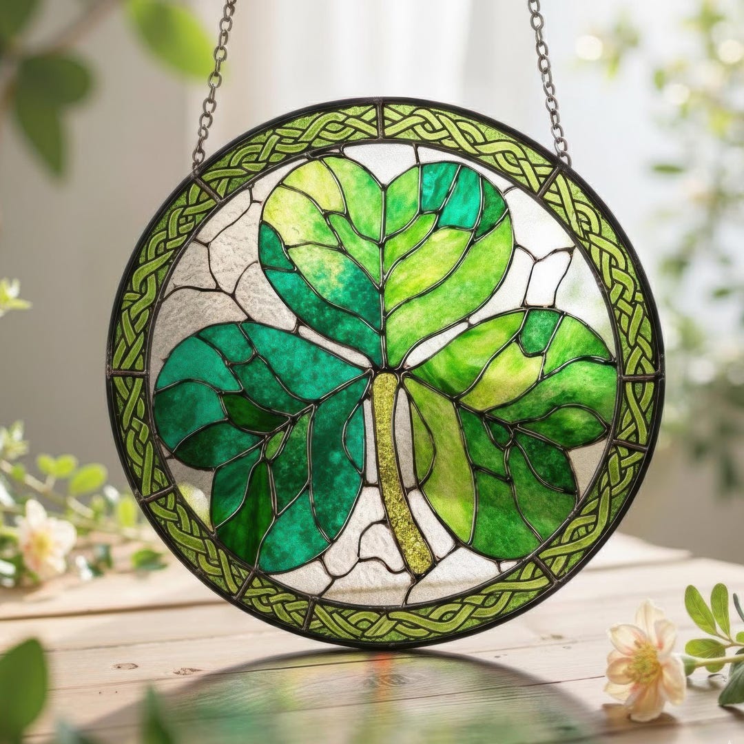 Handmade Lucky Clover Window Decor, Celtic Shamrock Suncatcher, Irish ...