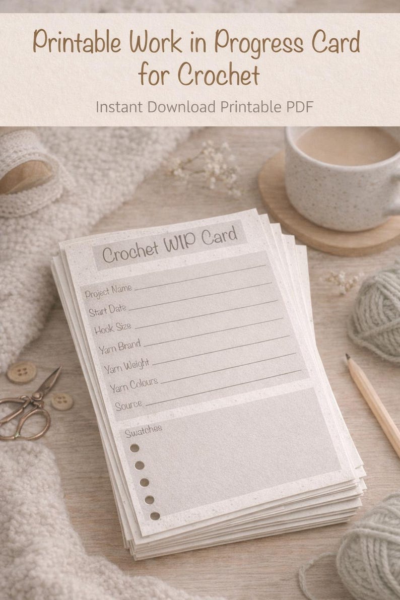 Crochet WIP Card - Instant Download PDF - Etsy