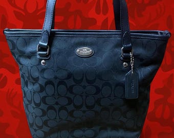Coach Signature Tote Bag – Red Accents, Coated Canvas  display picture 2
