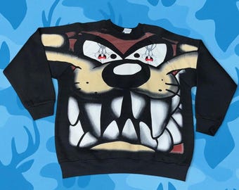 Rare Vintage 90s Taz x Bugs Bunny Big Face Sweatshirt