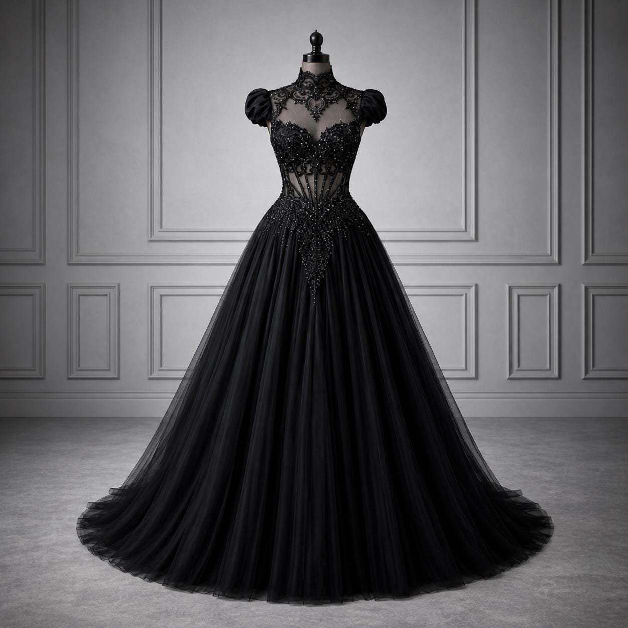 black silk prom dresses Simple V Neck Two Pieces Black Prom Dresses, 2 Pieces Black Long Forma –  Eip Collection main image 1