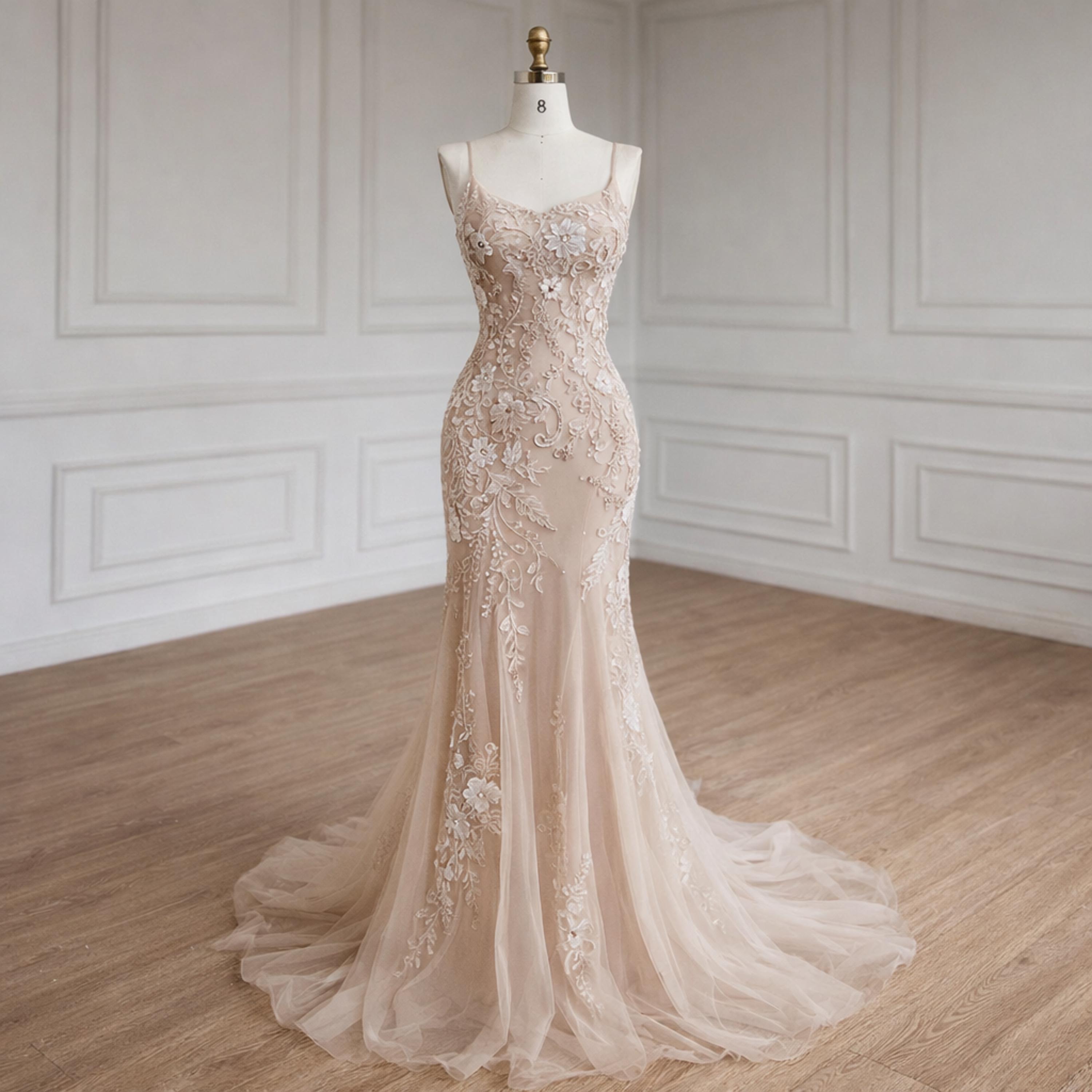 Blush Fit and Flare Wedding Dress - Etsy