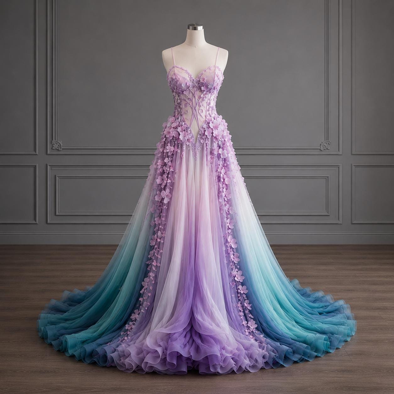 White and Lilac Wedding Dress - Etsy