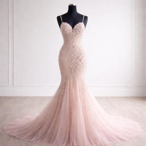 Blush Fit and Flare Wedding Gown - Etsy