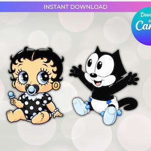 Baby Betty Boop & Baby Felix Printable Cutouts | Party Backdrop Props | Instant Download