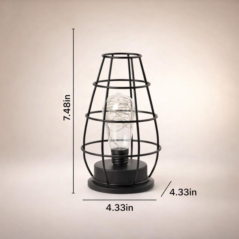 Modern geometric cage lantern with LED candle light dimensions