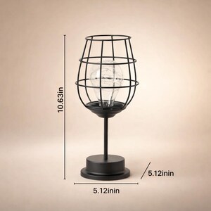 Metal cage table lantern with LED candle light and dimensions