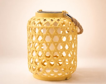 Solar Bamboo Style Hanging Lantern: Decorative Outdoor Lighting