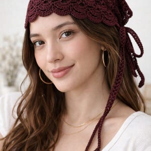 Granny Triangle Bandana Crochet Pattern, Boho Head Scarf Kerchief (Digital Download)
