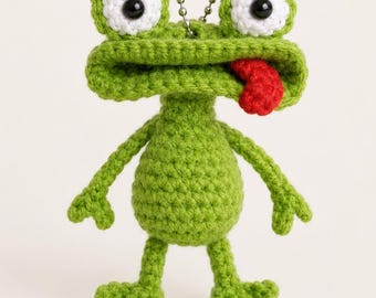 Crochet Frog Keychain Pattern PDF, Amigurumi Bag Charm, Easy Video Tutorial, Instant Download