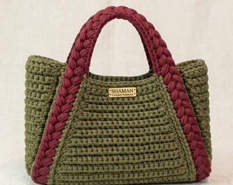 Braided Crochet Bag Pattern PDF, Structured Handbag Tutorial, Polyester Cord Purse (Instant Download)