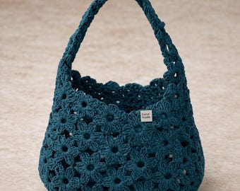 Crochet Flower Bag Pattern PDF, Floral Motif Shoulder Bag (Instant Download)