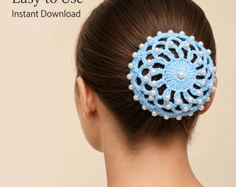 Beaded Crochet Bun Cover Pattern | Pearl Dance Hair Snood PDF (Digital Download)