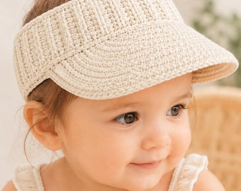 Crochet Sun Visor Pattern, Baby Toddler Ponytail Hat, Beginner Summer Ribbed Visor (PDF Download)