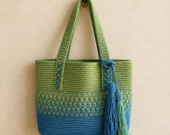 Ombré Star Stitch Crochet Tote Bag Pattern | Lined Zipper Purse (PDF Download)