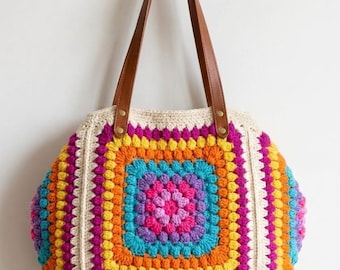 Crochet Granny Square Tote Bag Pattern (PDF + Video Tutorial)