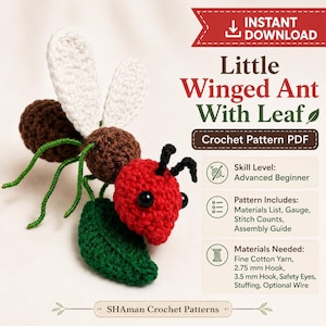 Winged Ant Crochet Pattern PDF, Amigurumi Insect Toy Tutorial (Instant Download)