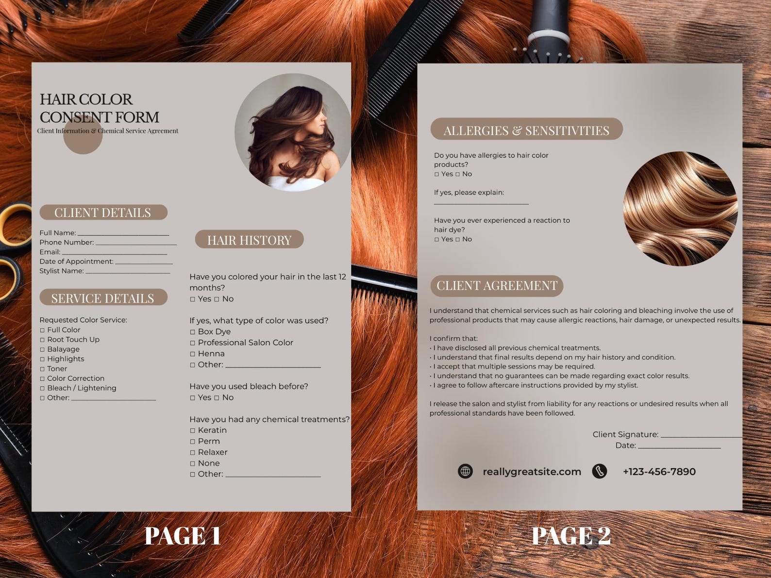 Hair Color Consent Form | Salon Chemical Service Agreement (canva ...