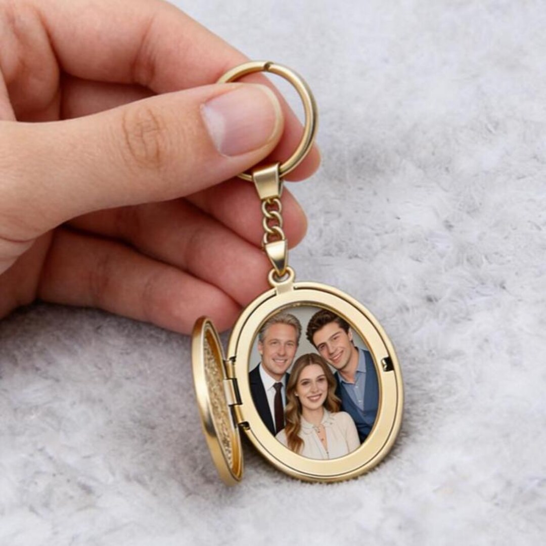 Custom Locket Keychain With Photo, Engraved Locket With Name, Memorial ...