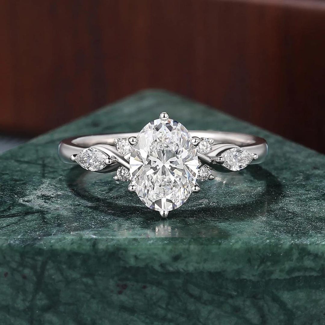 3 CT Oval Cut Moissanite Engagement Ring 14K Solid Gold Vintage ...