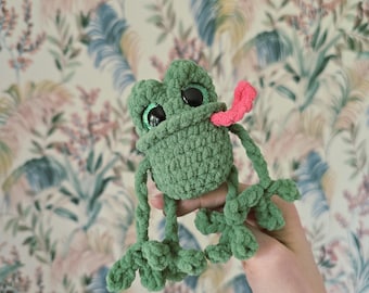 Froggy Fidget Friend Crochet Pattern – No-Sew Amigurumi Mini Plush – Interactive Pullable Arms & Legs – Garden Series PDF