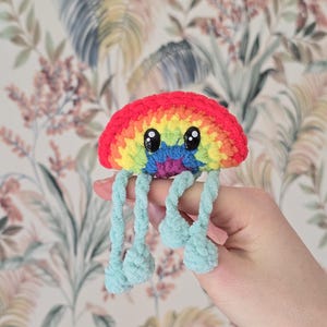 Rainy Rainbow Fidget Friend Crochet Pattern – No-Sew Amigurumi Mini Plush – Interactive Pullable Arms & Legs PDF