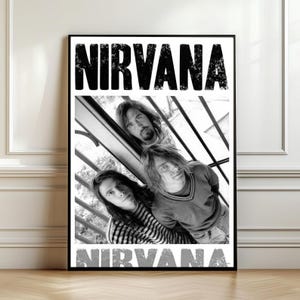 Nirvana Band Wall Art Print, Iconic 90s Grunge Music Poster, Rock Legend Fan Gift For Him Her, Kurt Cobain Photo Print, Retro Room Decor