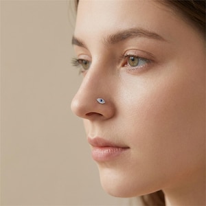 Piercing de nariz con ojo turco marquesa, joyería para piercing de nariz con circonita cúbica, piercing de nariz delicado, joyería minimalista para la nariz, piercing de nariz pequeño, regalo unisex