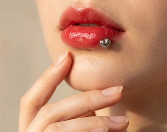 Heart Lip Stud Stainless Steel Internal Thread Helix Cartilage Earring Tragus Piercing Jewelry Minimal Dainty Heart Lip Jewelry Gift
