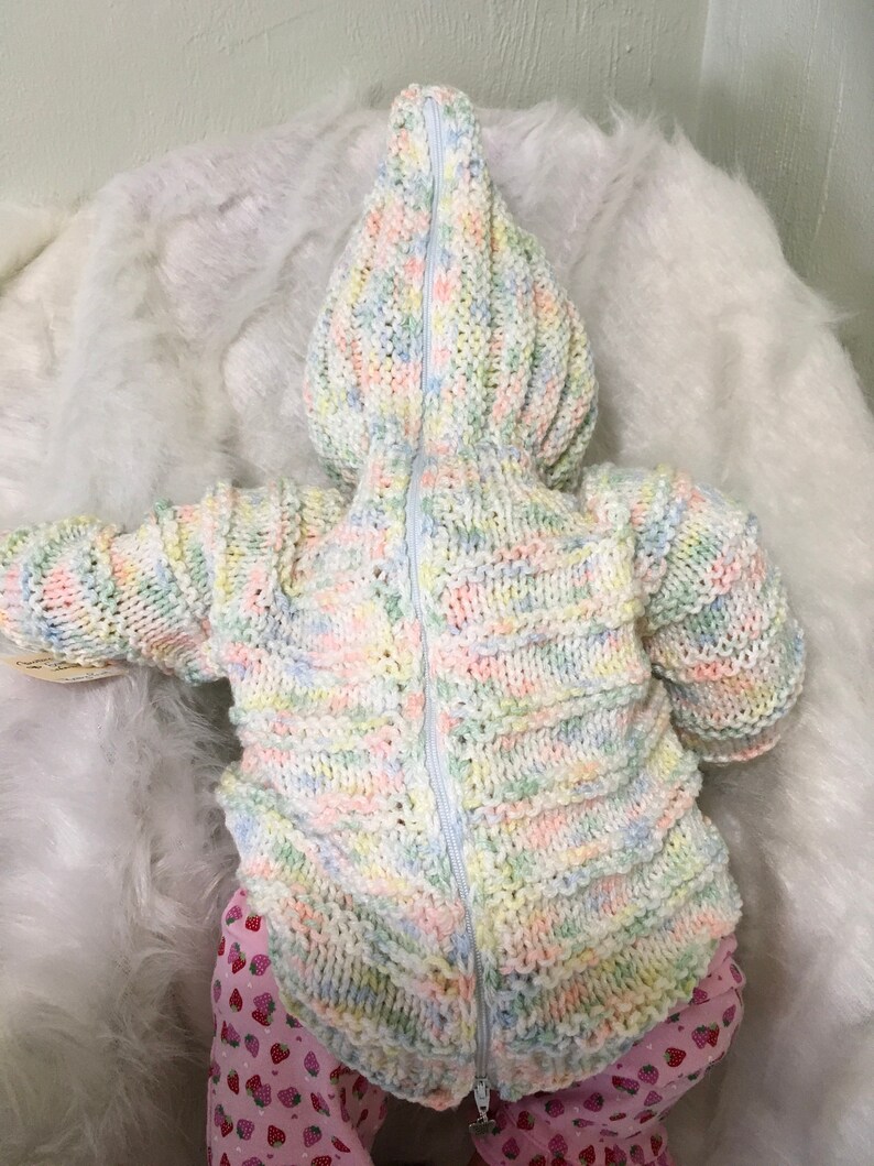 Hand Knit Hoodedhoodie Baby Sweater Zips up the Backso Cute Etsy
