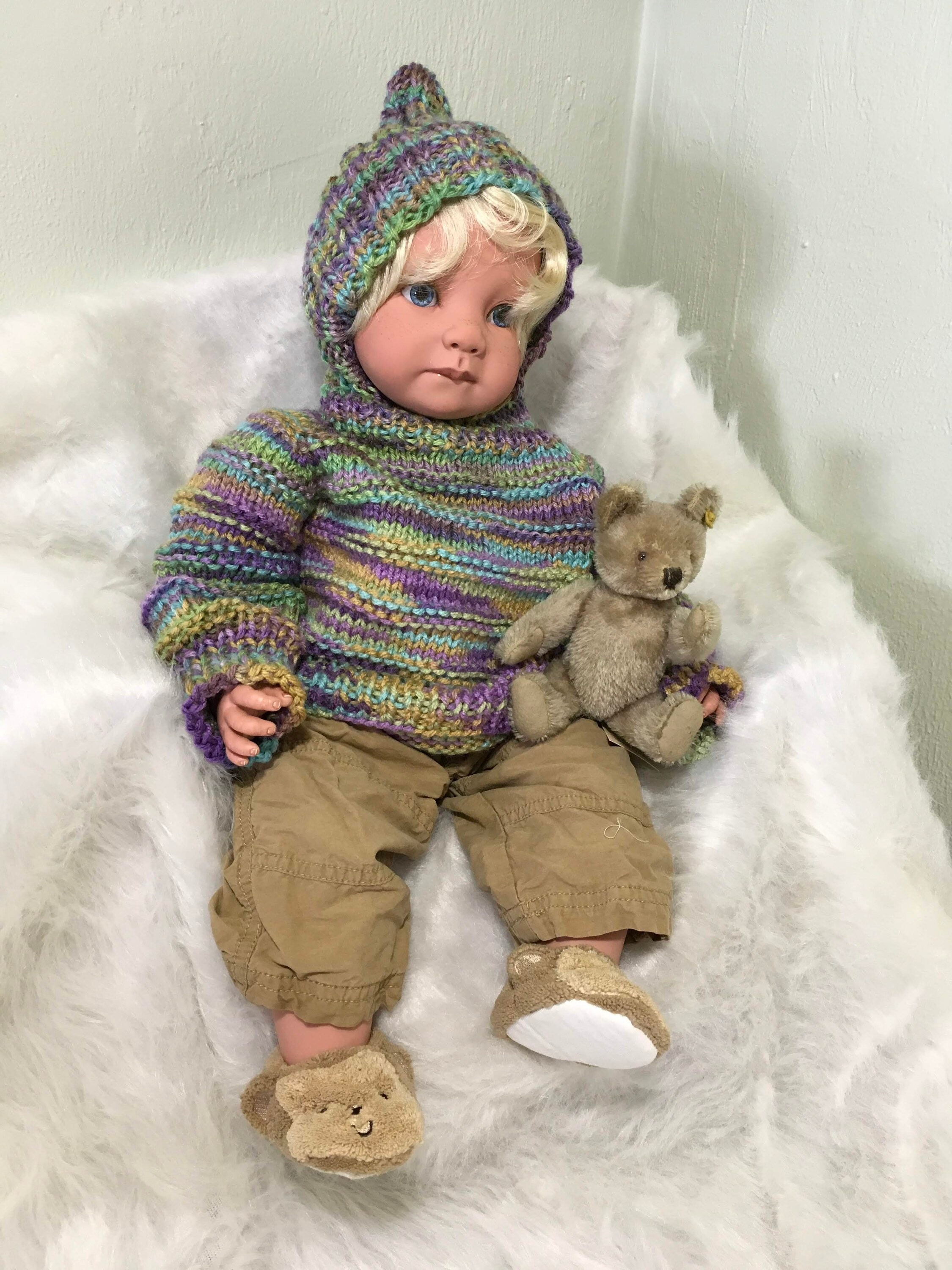 Hooded Baby Sweater zips up the back size newborn6 months The Etsy