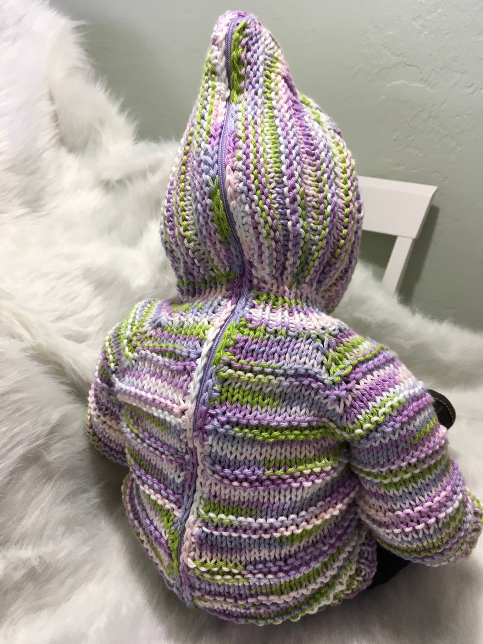 100 COTTON Hand knit hooded baby sweater zips up the backso Etsy España