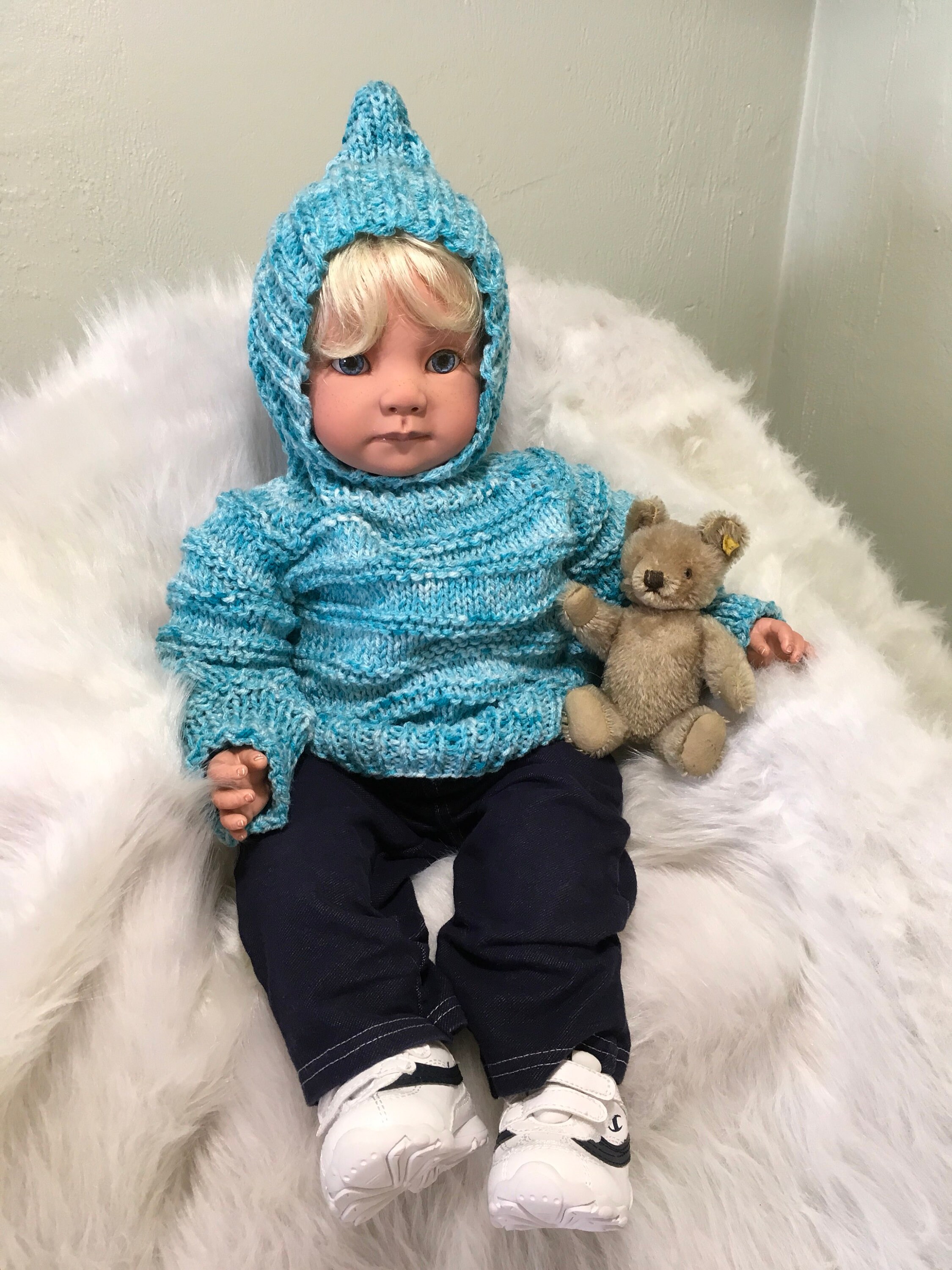 Hand knit hoodedhoodie baby sweater zips up the backso cute Etsy España