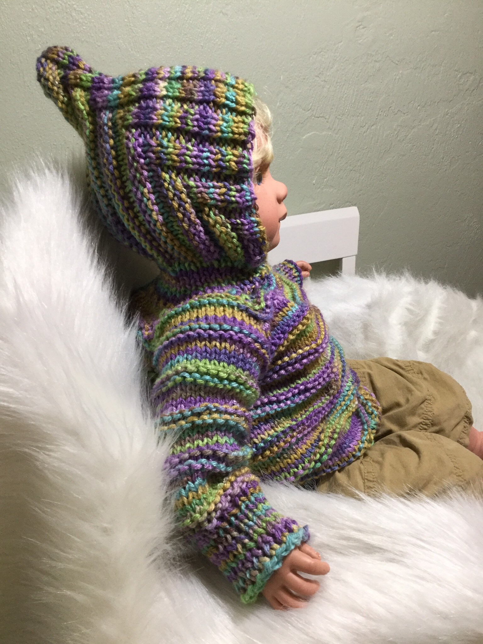 Hooded Baby Sweater zips up the back size 612 months The Etsy