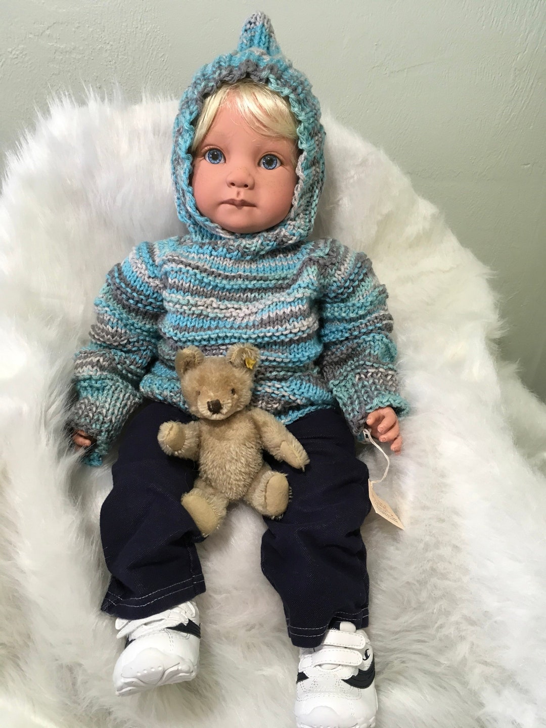 Hand Knit Hooded Baby Sweater Zips up the Backso Cute & Etsy