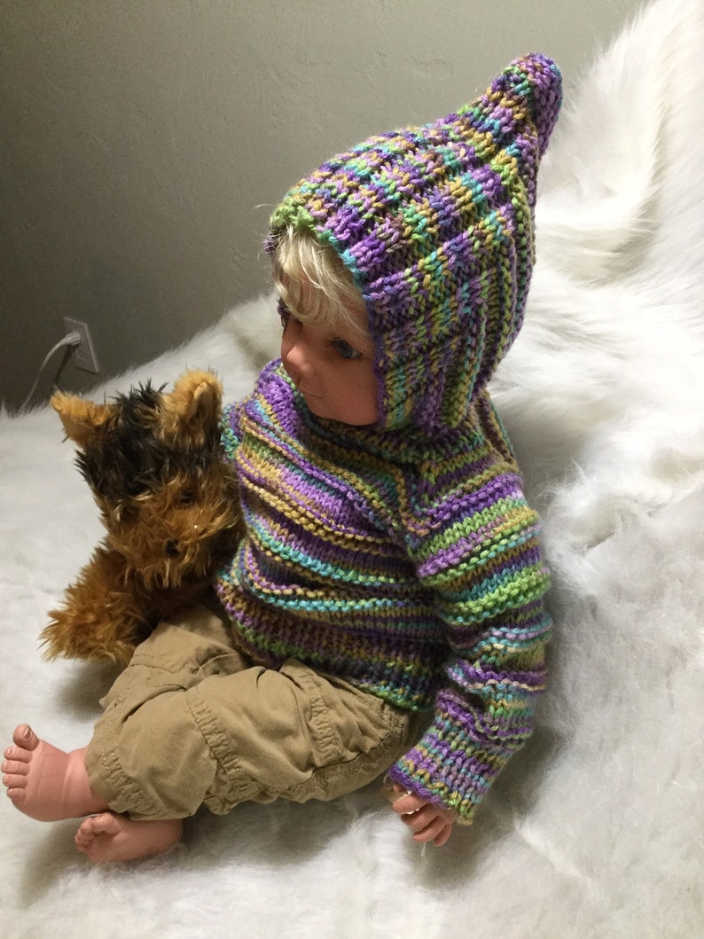 Hooded Baby Sweater zips up the back size 612 months The Etsy France