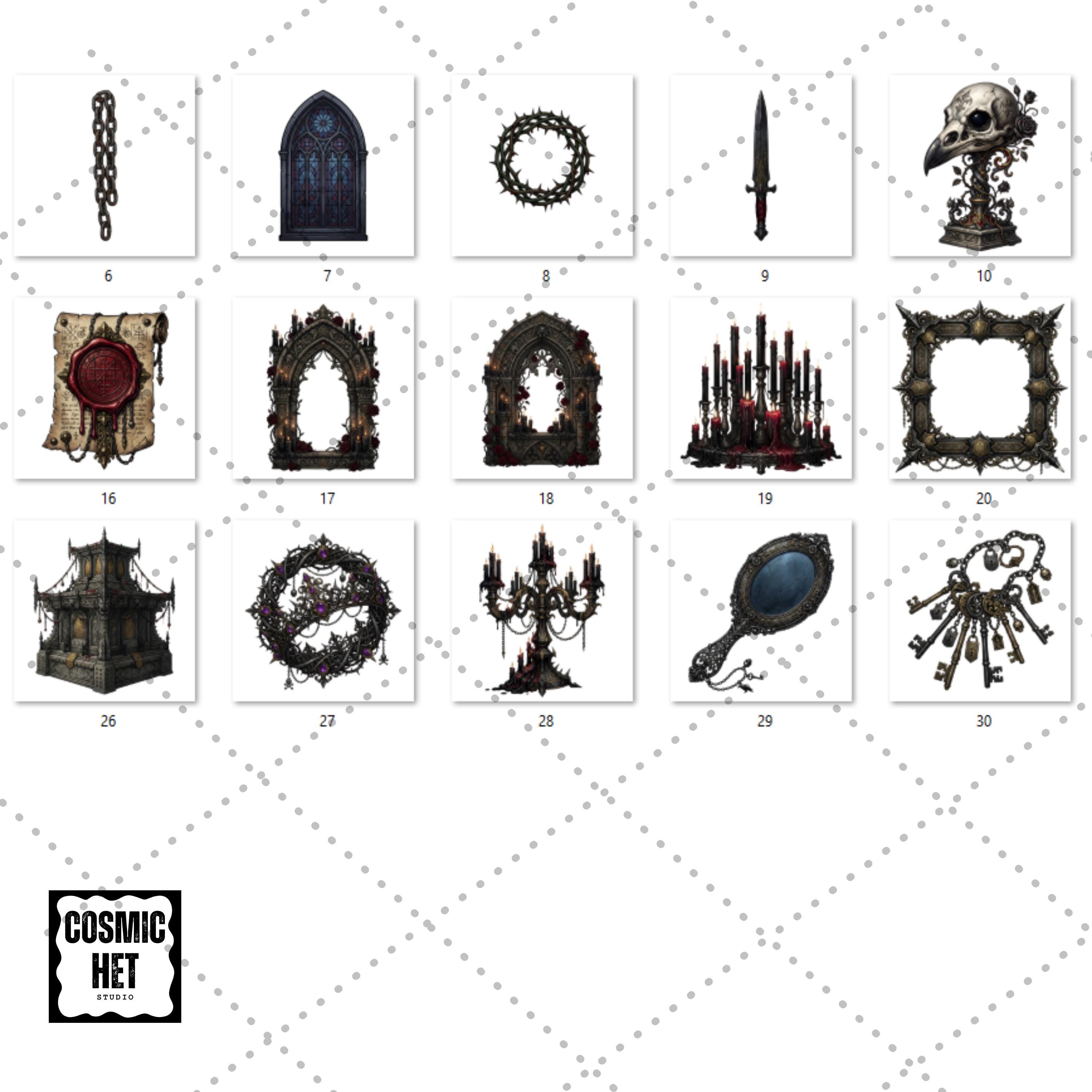 Gothic PNG Clipart Bundle 30 PNG • Dark Romance Witchy Fantasy Graphics ...