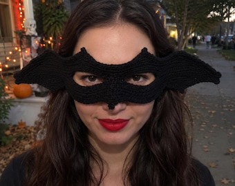 Halloween Bat Mask Crochet Pattern PDF, Crochet Patterns, Black Bat Wing Mask, Masquerade Costume Accessory, Digital Download
