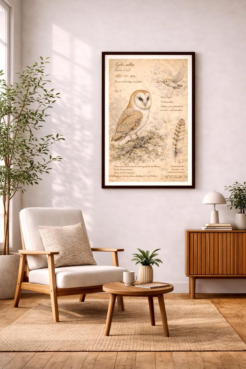 Vintage Barn Owl Field Guide Poster - Archival Wildlife Art ...