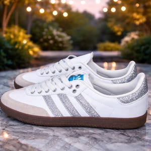 adidas gazelle silver green womens India Flag Sneakers – Hand-Painted Adidas Cricket Fan Shoes – Gitartsy main image 1