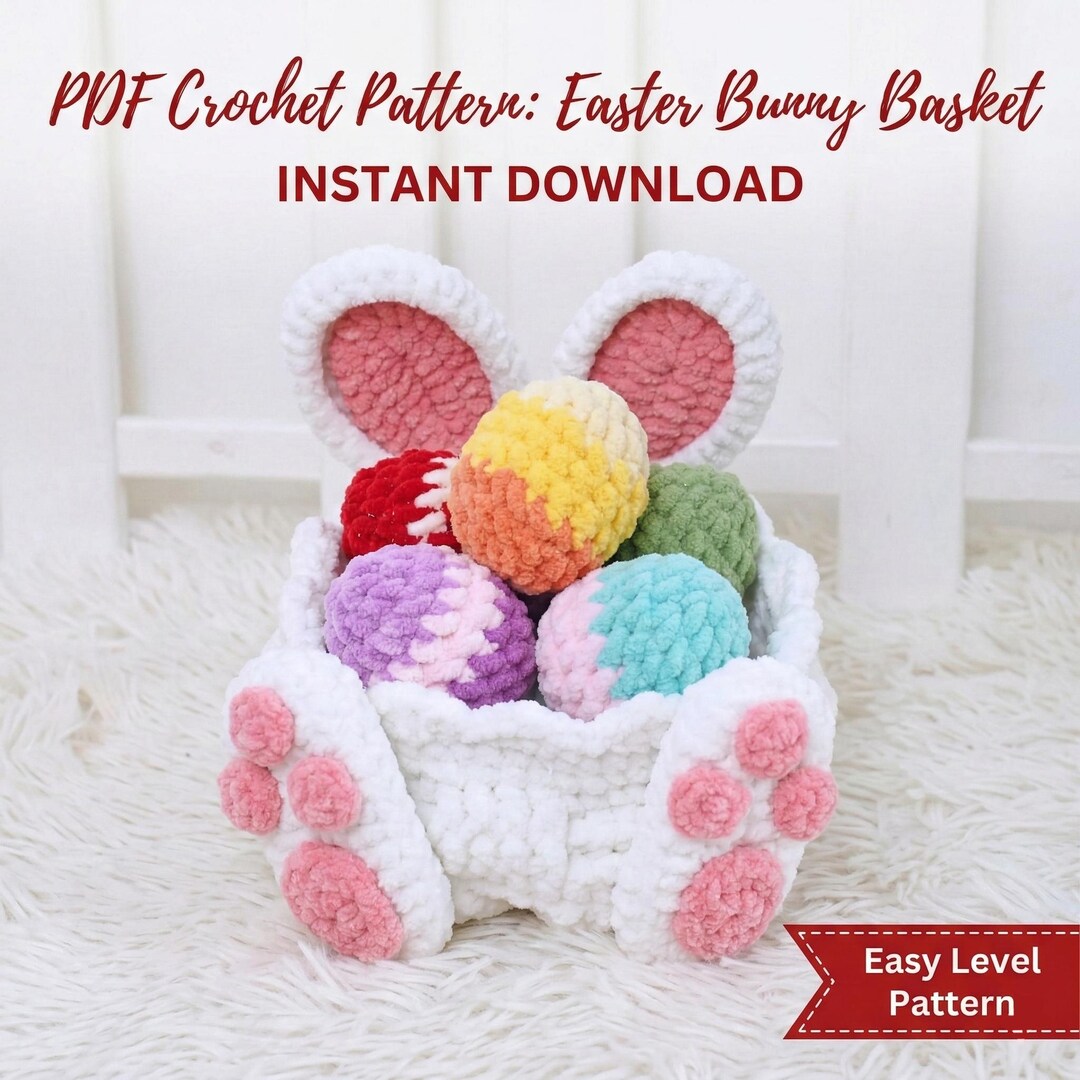 Easter Bunny Basket Crochet Pattern PDF | Amigurumi Rabbit Storage ...