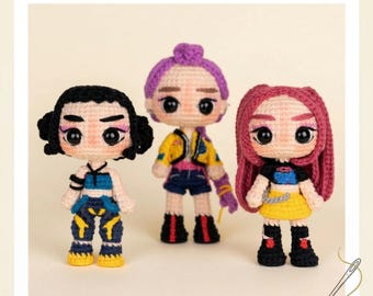 Crochet Pattern Kpop Demon Hunters– KPOP, Girl group crochet dolls ,KPOP Demon Hunter Rumi, Mira & Zoey Crochet Doll PDF, Digital Download