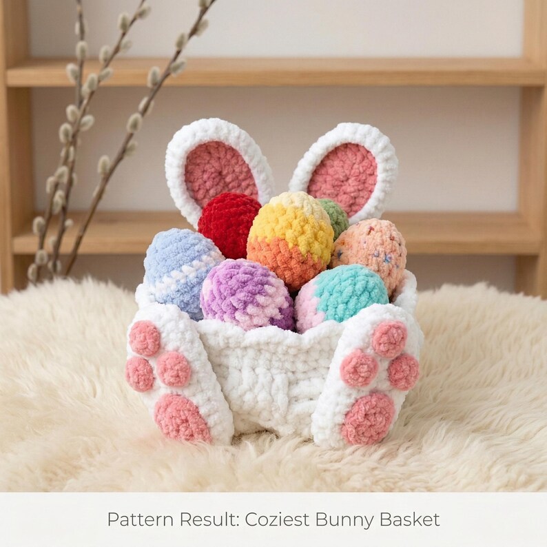 Easter Bunny Basket Crochet Pattern PDF | Amigurumi Rabbit Storage ...