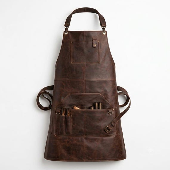 Full-grain leather apron with custom name/branding — the kind of workshop gear that makes a craftsman feel like a proper artisan.