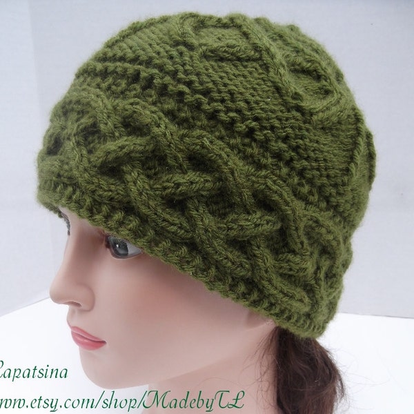 Forest Green Cable Hat.
